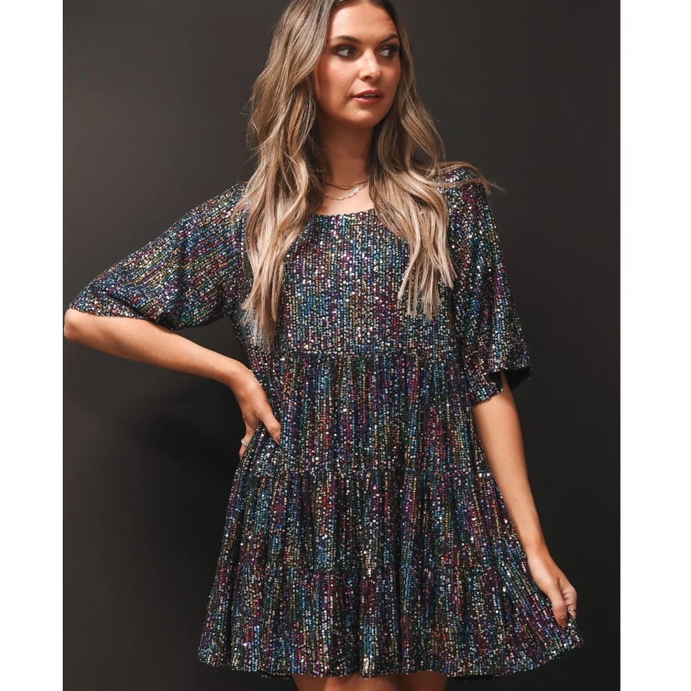 Amazing Lace My Queen Sequin Baby Doll Dress